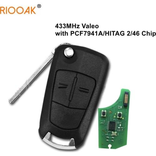 736 743 A 2 Button Car Remote Key 433MHz Valeo for Opel/Vauxhall Astra H Zafira B 2004 -2013 with PCF7941A HITAG 2 46 Chip Valeo