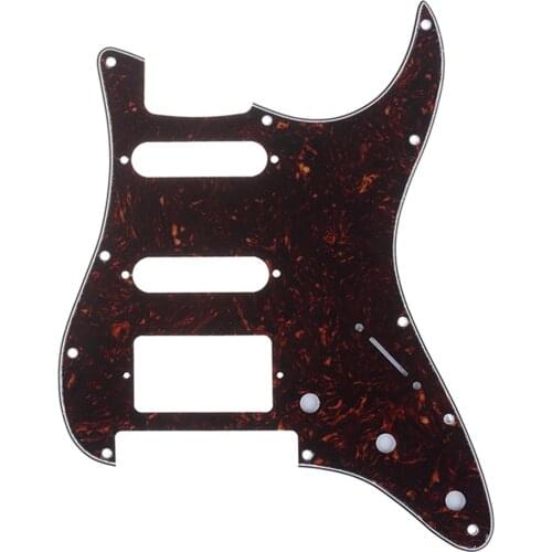 Musiclily Pro 11-Hole Strat HSS Guitar Pickguard for American/Mexican Fender Stratocaster Floyd Rose Bridge Cut, 4Ply Tortoise