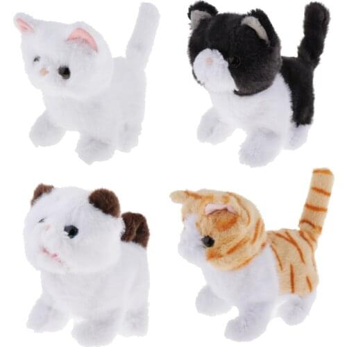 Interactive Robot Cat Electronic Toys Pet Walking Miaow Funny Plush Toy