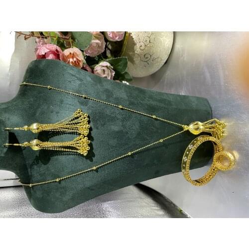 Janekelly 4pcs Bridal Zirconia Full Jewelry Sets For Women Party, Luxury Dubai Nigeria CZ Crystal Wedding necklace sets