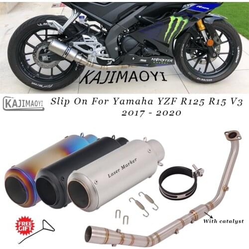 For Yamaha YZF R125 R15 V3 2017 2018 2019 Escape Slip-on Motorcycle Exhaust Full System Muffler Front Middle Link Pipe Catalyst