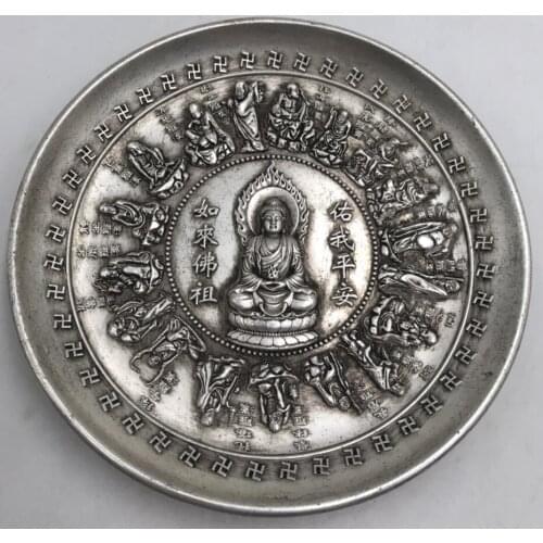 China White copper archaize Buddha dish crafts statue