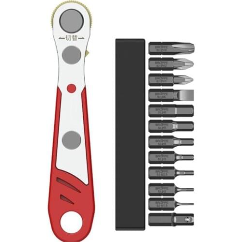 Dual-Purpose Ratchet Screwdriver Set With 12 Short Bits 25mm