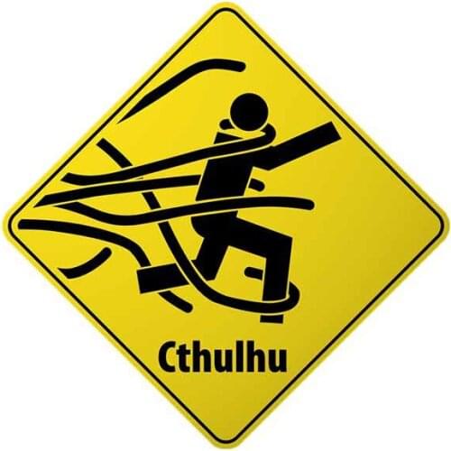 13cm x 13cm for WARNING Cthulhu Camper Car Stickers Graffiti Sticker JDM Accessories Anime Occlusion Scratch Reflective Decal