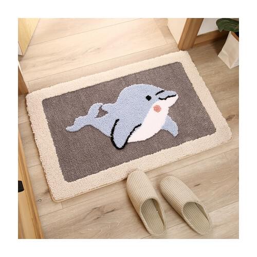 Bathroom Non-Slip Fish Carpet Bedroom Door Home Absorbent Pad Cartoon Mat