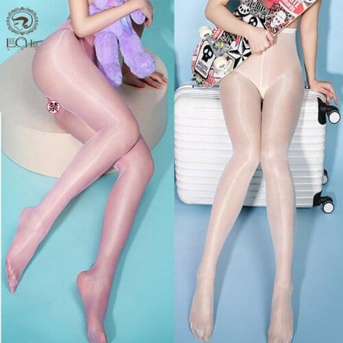 Leechee New 30D Sexy Shine Stockings Open Crotch Stockings Transparent Oily Crotchless Tights Stocking Elastic Magical Pantyhose