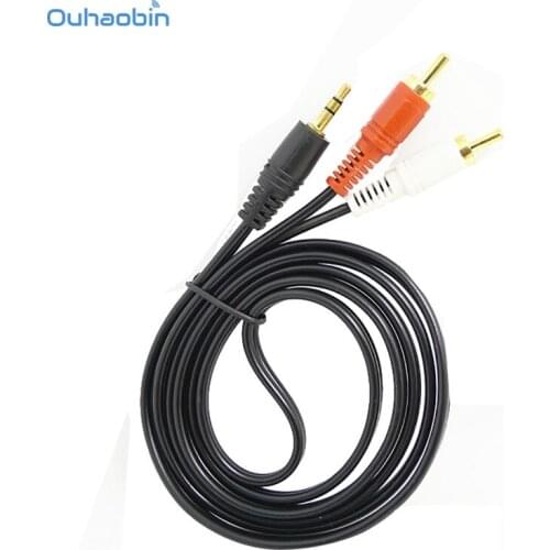 Ouhaobin New 1.5m 5 ft Y 3.5mm Male Plug to Dual 2 RCA Jack Cable Stereo PC Audio Splitter Aux To 2 RCA Audio Cables cavo Oct23