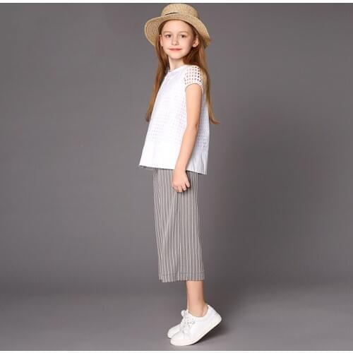 Girl straight wide leg pants children seven panties summer clothes thin loose pants