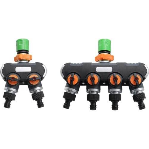 1 Set 2-ways/4-ways Whater Splitters Valve 3/4" Thread Water Diverter Quick Connectors Garden Irrigation Connectors