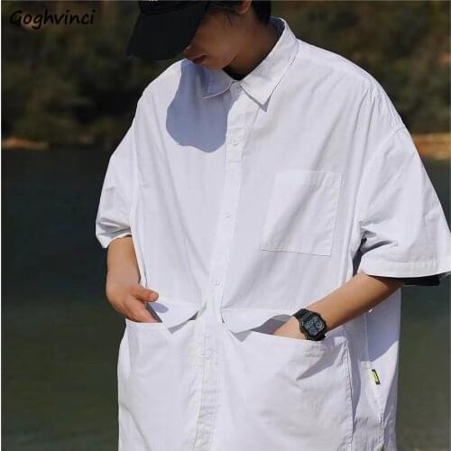 Short Sleeve Shirts Women Solid Fashion Loose Leisure Oversize Harajuku Cool High Street Bf Style Chic Cozy Unisex Couples S-3XL