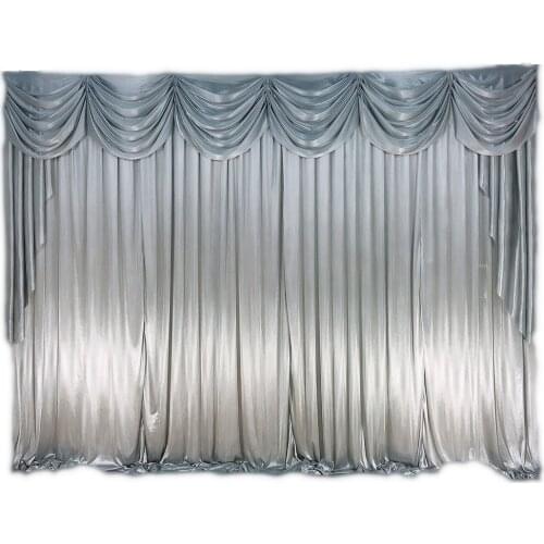 Free Shipping 3X3M 10X10FT 3X6M Ice Silk Backdrop Drapes Stage Curtains With Swags For Wedding Event Party Banquet Decoration