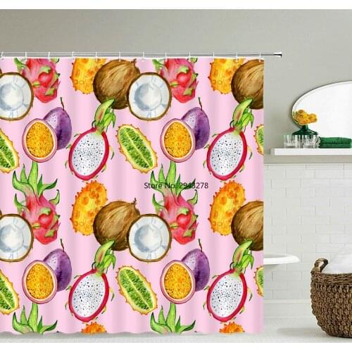 Fresh Fruit Waterproof Fabric Shower Curtain 3D Printing Bath Screen Bathroom Decor Large 240X180 With Hook Shower Curtains