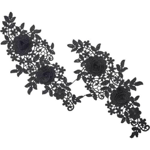 1 Pair Embroidery White Applique Lace Collar Sewing Lace Fabric DIY Neckline Dresses Accessories Supplies Patches BW112