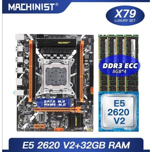 X79 motherboard LGA 2011 set kit with Intel xeon E5 2620 V2 processor DDR3 32GB(4*8GB)ECC RAM memory M.2 NVME M-ATX X79 Z9-D7