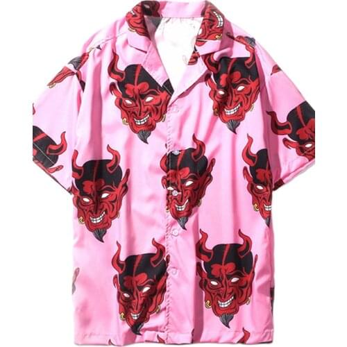 Harajuku Demon Print Spring Summer Women Blouse Punk Gothic Casual Loose Short Sleeve Shirt Tops Femme Hip Hop TZH01