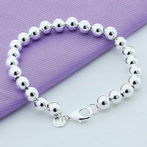 Brand New Charm Bracelet 925 Sterling Silver 8mm Beads Bracelet for Women Wife Trendy Jewelry