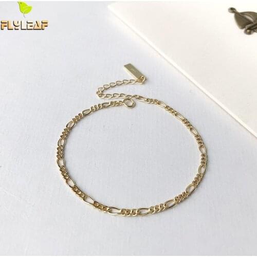 Flyleaf Simple 18k Gold Light Luxury Chain Real 925 Sterling Silver Bracelets For Women Fashion Fine Jewelry Bracelets & Bangles