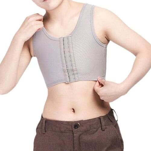 Womens Front Buckle Corset Casual Sportswear Chest Binder Trans Crop Top Vest Corset Bra Underwear Breast Shapers Body Femme