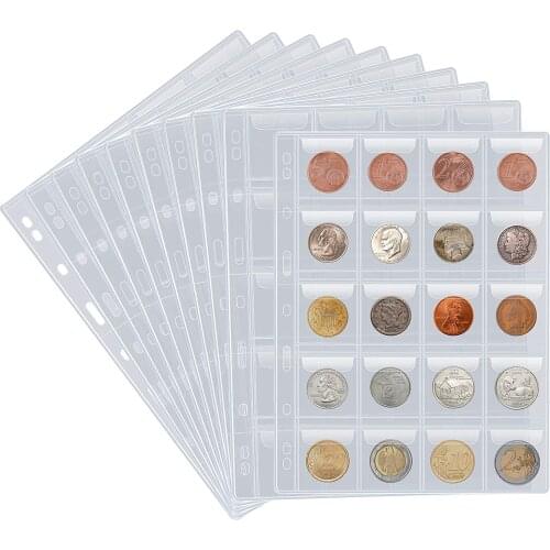 100 Pockets Coin Collection Book Coin Holder Sheet for Storage Album Portable Professional Commemorative Coin Stamps Cases