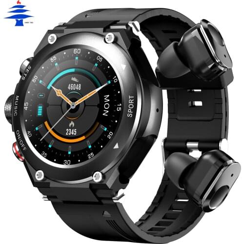 2021 TWS Bluetooth 5.0 Headset Sports IP68 Smart Watch 2 in 1 Heart Rate Blood Pressure T92 Watch Earphone