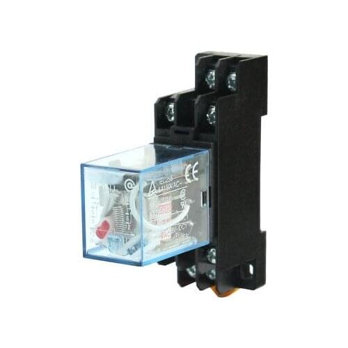 35mm DIN Rail Mount Socket DPDT 5A Electromagnetic Relay AC220/240V Red Lamp