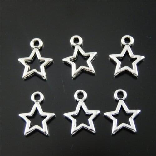 50PCS Silver plated five-pointed star Mini Pendant Charm Handmade Jewelry Making Earring Bangle Necklace Jewelry Finding 31994