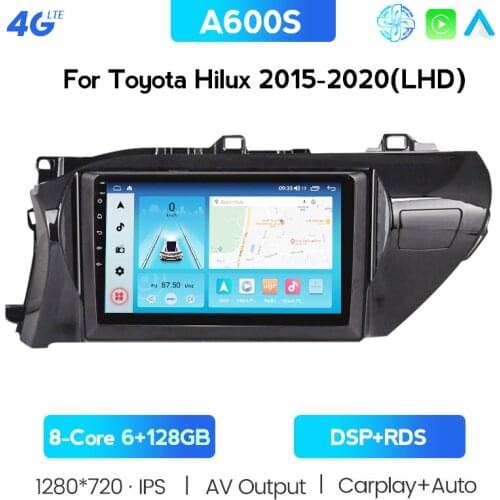 DSP IPS Android 10 Car Multimedia Player 6G+128G For Toyota Hilux 2016 2017 2018 Auto Radio Stereo GPS Navi Wifi Carplay BT RDS