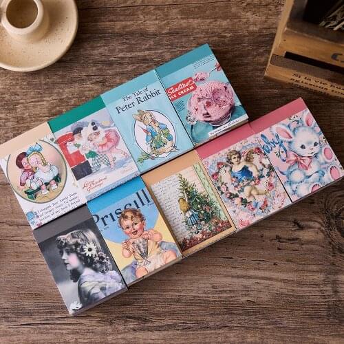 100sheets/lot Memo Pads Sticky Notes Vintage Rabbit Girls Baby Paper Junk Journal Scrapbooking Stickers Office School stationery