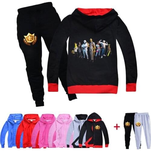 Fortnites Cartoon Hooded Collar Clothes Long Sleeve Boy Girl Children Clothing Outfits Tracksuit