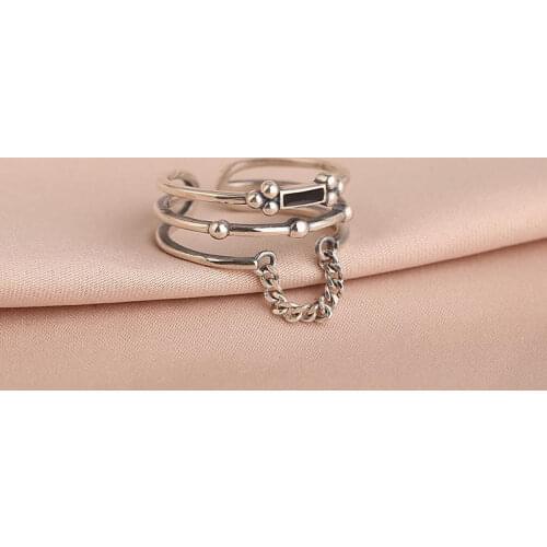 Designer original Thai silver multi-layer opening adjustable ring retro domineering wide version cold wind ladies jewelry