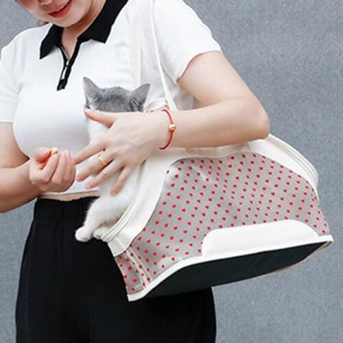 Travel Cat Carrier Bags Pet Handbag Tote Bag Outdoor Breathable PU And Mesh Fabric Puppy Kitten Single Shoulder Bags