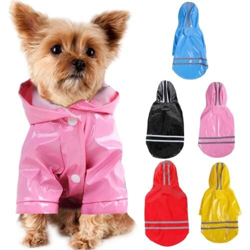 Summer Outdoor Puppy Pet Rain Coat S-XL Hoody Waterproof Jackets PU Raincoat for Dogs Cats Apparel Clothes Wholesale