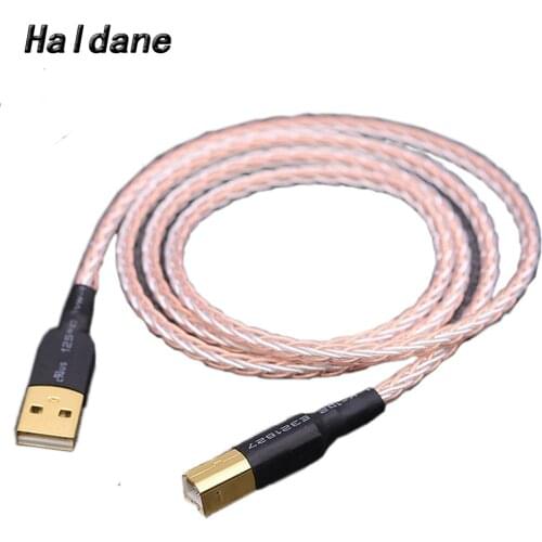 Haldane 8xTwist 7N OCC Silver Plated HIFI USB Cable DAC A-B OCC Silver Plated Digital USB 2.0 Type A to B Male Audio Cable