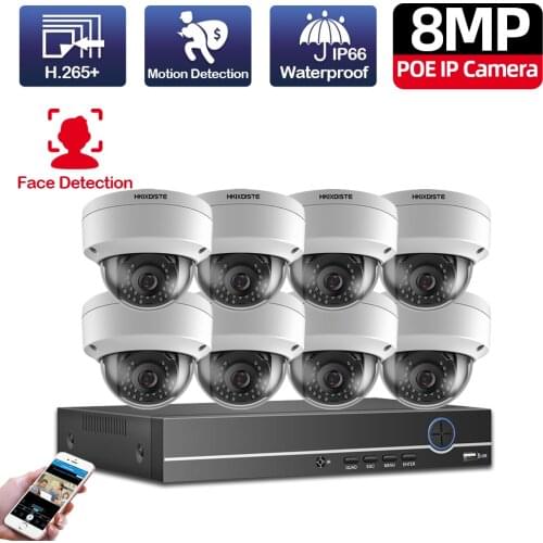 Face Detection H.265 POE 5MP Video Surveillance Kit 8CH NVR CCTV System 5megapixels Weatherproof CCTV Security 5MP POE IP Camera
