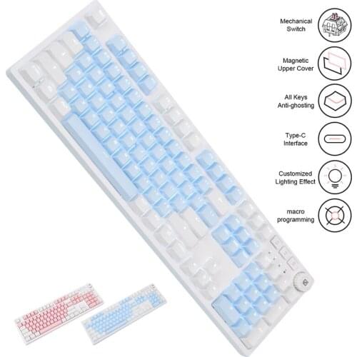 Ajazz AK515 Mechanical Gaming Keybaord USB Wired Blue Switch Gamer Keyboard PBT Printing Keycaps For PC/Laptop