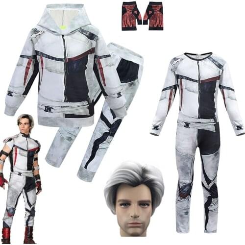 Movie Descendants 3 Carlos Cosplay Costumes Kids Autumn Long Sleeve Hoddies Pants Wig Boys Jumpsuits Halloween Costume C55C53