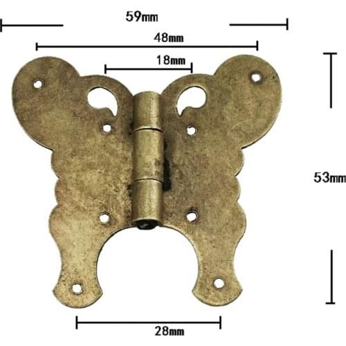 Brass Butterfly Hinge Decor Door Hinges Wooden Gift Jewelry Box Hinge Fittings for Furniture Hardware+Srew,59*53mm