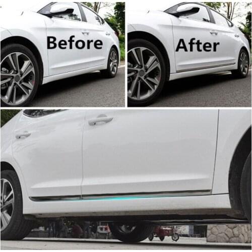 HOT 4PCS FIT FOR Hyundai Elantra 2016 2017 CHROME BODY MOLDING DOOR SIDE LINE GARNISH TRIM COVER PROTECTOR GUARD ACCENT STRIP