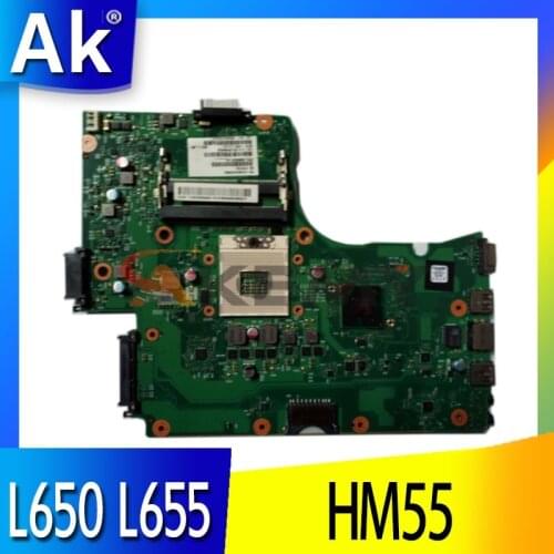 AKEMY Laptop Motherboard For Toshiba L650 L655 1310A2332402 V000218080 V000218010 HM55 UMA MAIN BOARD DDR3 Free CPU