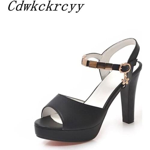 Summer New pattern fashion High-heeled Fish mouth Women sandals black sexy High-heeled Thick bottom Women sandals size 34-43