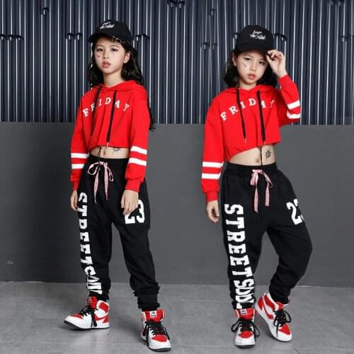 Girls Clothes for Dancing Hip Hop Costumes Crop Top Hoodies Kids Dance Jogger Pants Jazz Ballroom Party Dancewear Streetwear