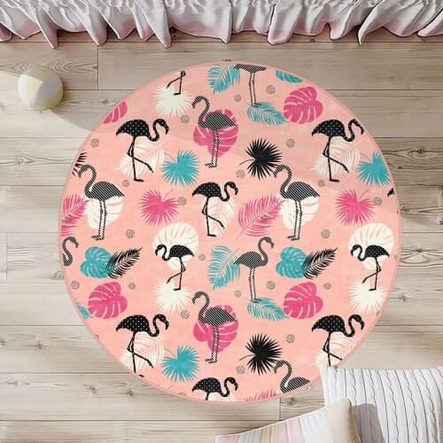 Pembe Çocuk Odası Halısı siyah flamingo pembe,mavi