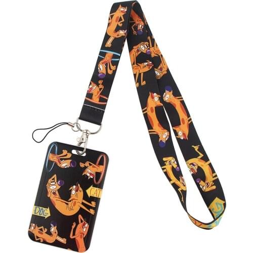 PF485 Dongmanli Cartoons Funny Anime Icons Cat lanyard Car Keychain ID Card Pass Gym Mobile Phone Key Ring Badge Holder Jewelry