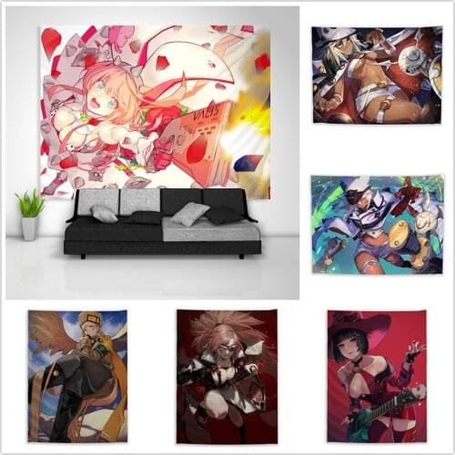 Guilty Gear Baiken Ramlethal Valentine Dizzy Tapestry Art Wall Hanging Sofa Table Bed Cover Home Decor Poster