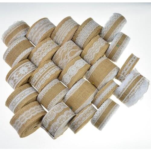 2M 2.5-5cm Natural Jute Burlap Ribbon Rustic Vintage Wedding Decoration Hessian Lace Jute Roll Merry Christmas Party Supplie DIY