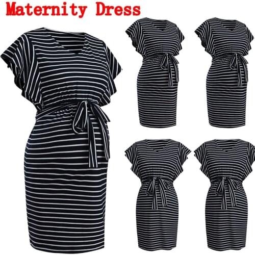 TELOTUNY Womens Side Ruched Maternity Clothes Dress Mama Casual Short Sleeve Wrap Dresses Womens Dress Nightdress Size S-XXL