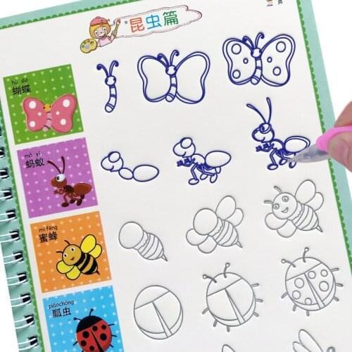 3D Groove Copybook Animal / Fruit / Vegetable / Plant Cartoon Baby Picture Book Childrens Enlightenment Painting Book Libros