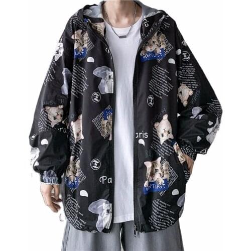 Fashion Brand Spring Autumn Men Women Casual Hoodie Jacket Man Large Size Loose Thin Print Sun Protection Waterproof Clothes