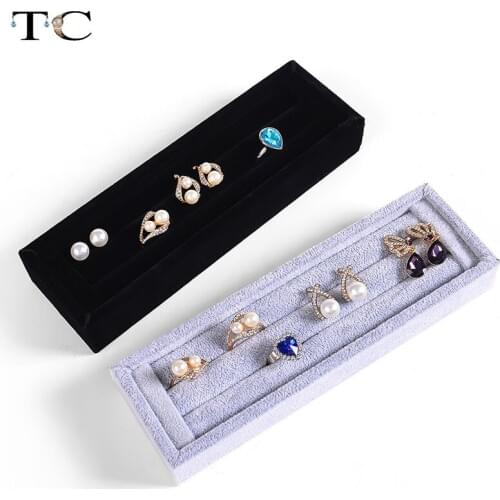 Velvet Jewelry Display Stand Ring Holder Rings Organizer Ear Studs Rack Jewellery Display Tray