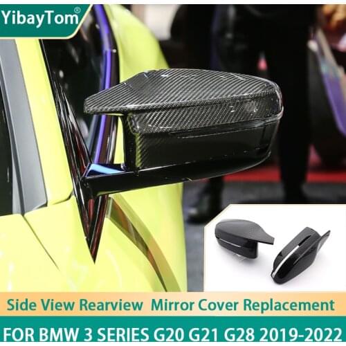 2pcs Carbon Fiber Pattern Mirror cover caps Replacement for BMW 3 Series G20 G21 G28 2019-2022 M4 style LHD & RHD